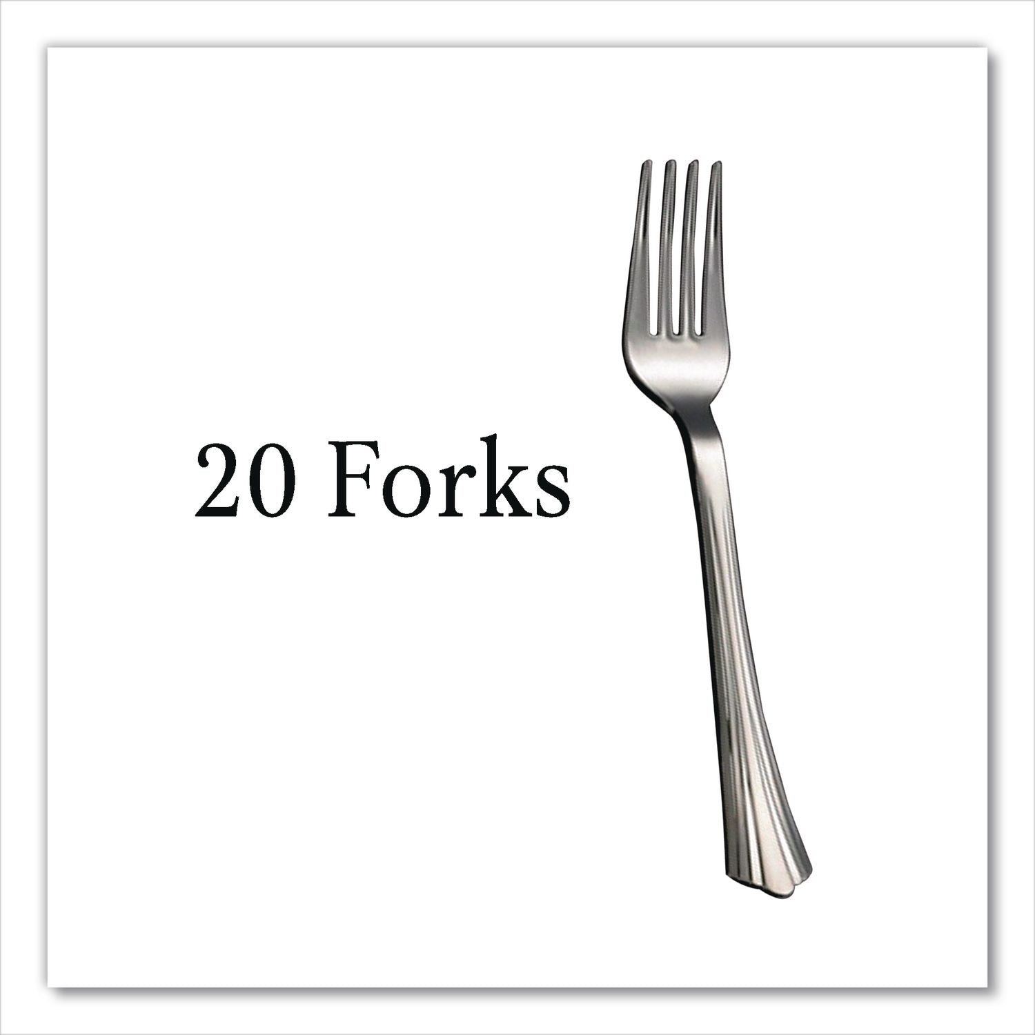 Sterling Assorted Plastic Cutlery, Mediumweight, Silver, 20 Forks, 15 Knives, 15 Spoons/Pack
