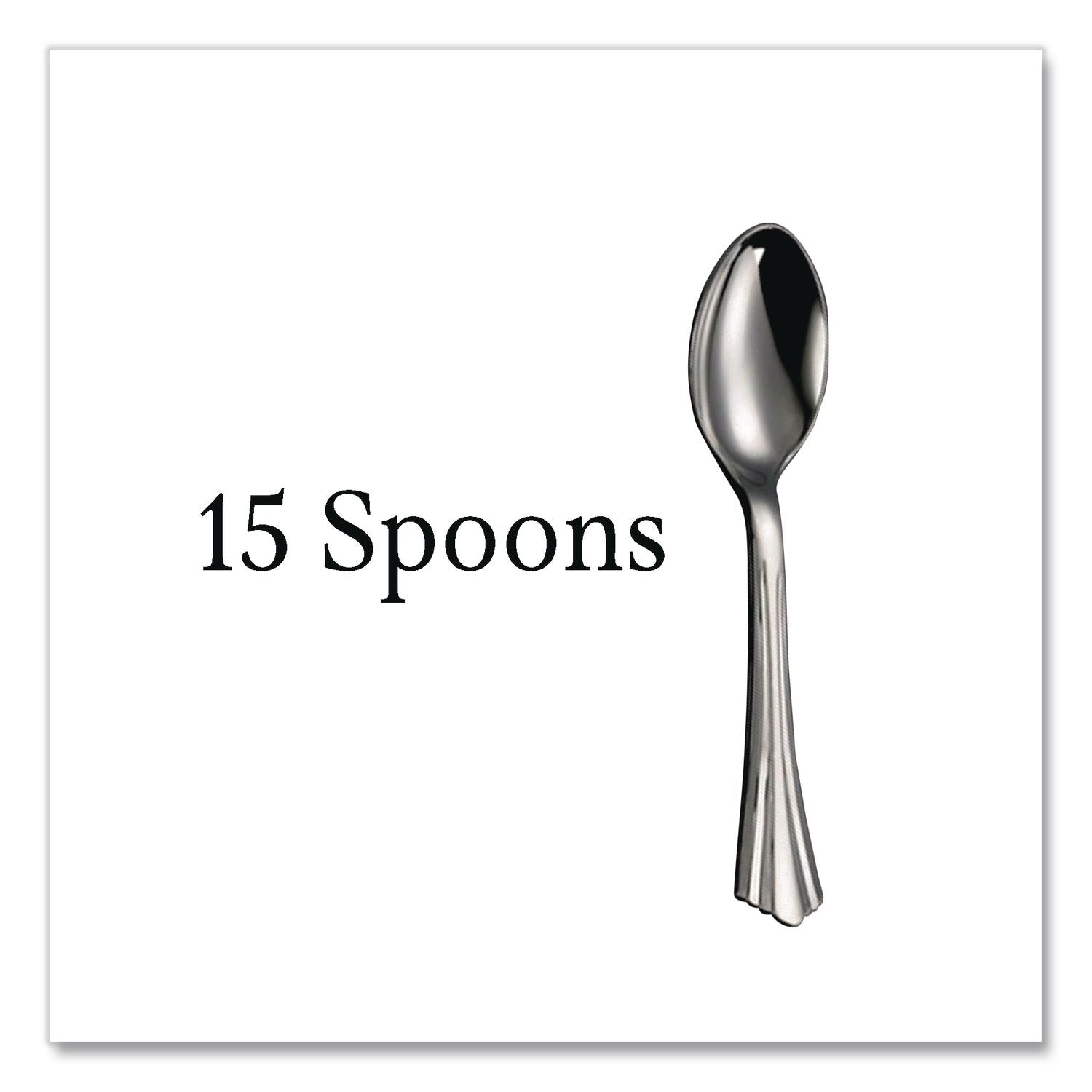 Sterling Assorted Plastic Cutlery, Mediumweight, Silver, 20 Forks, 15 Knives, 15 Spoons/Pack
