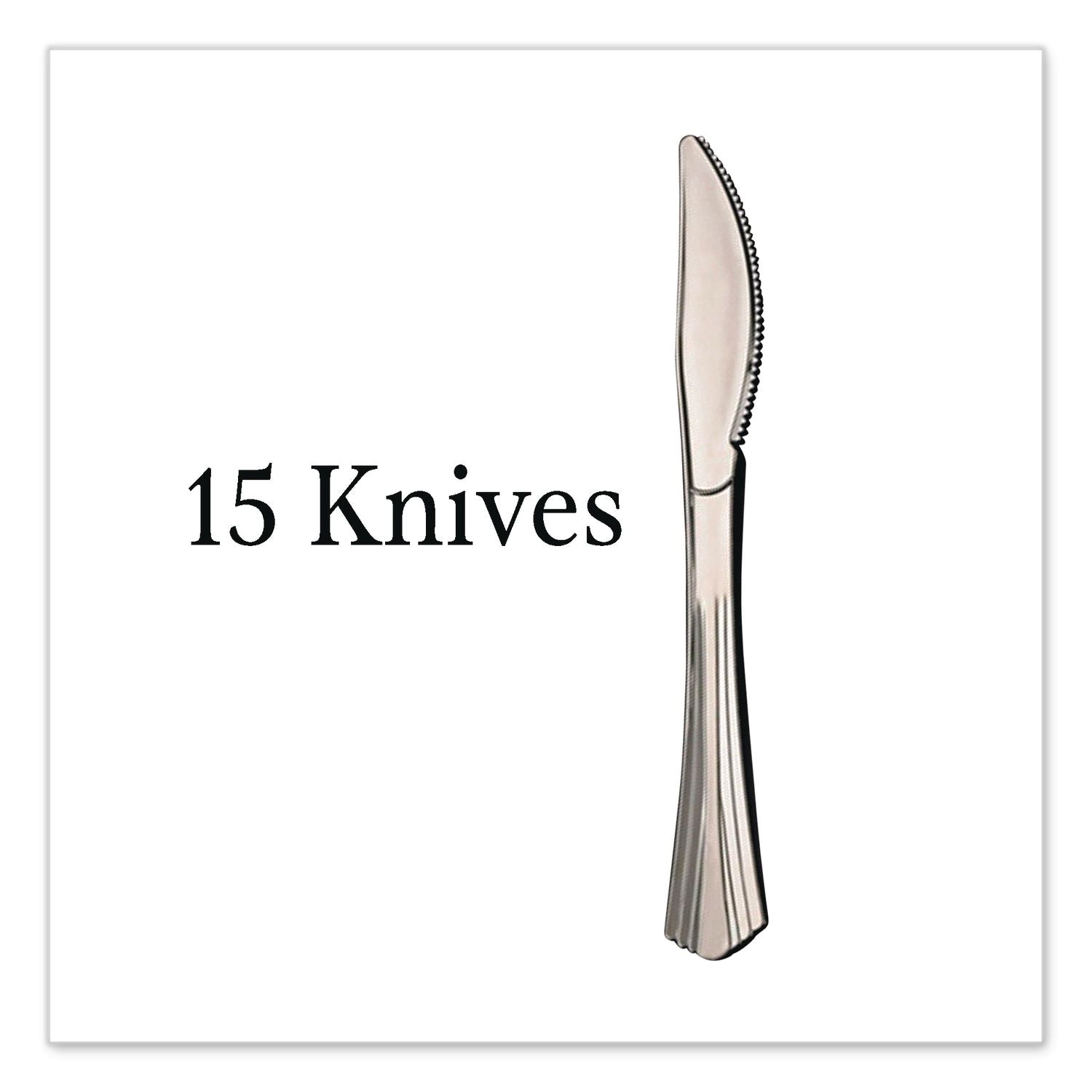 Sterling Heavy-Duty Plastic Cutlery, Knives, Silver, 50/Pack