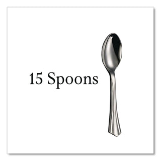 Sterling Heavy-Duty Plastic Cutlery, Spoons, Silver, 50/Pack