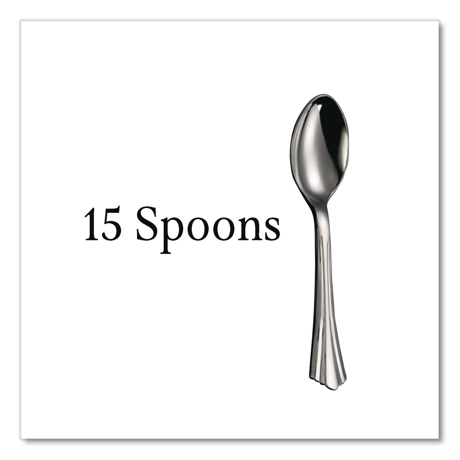 Sterling Heavy-Duty Plastic Cutlery, Spoons, Silver, 50/Pack