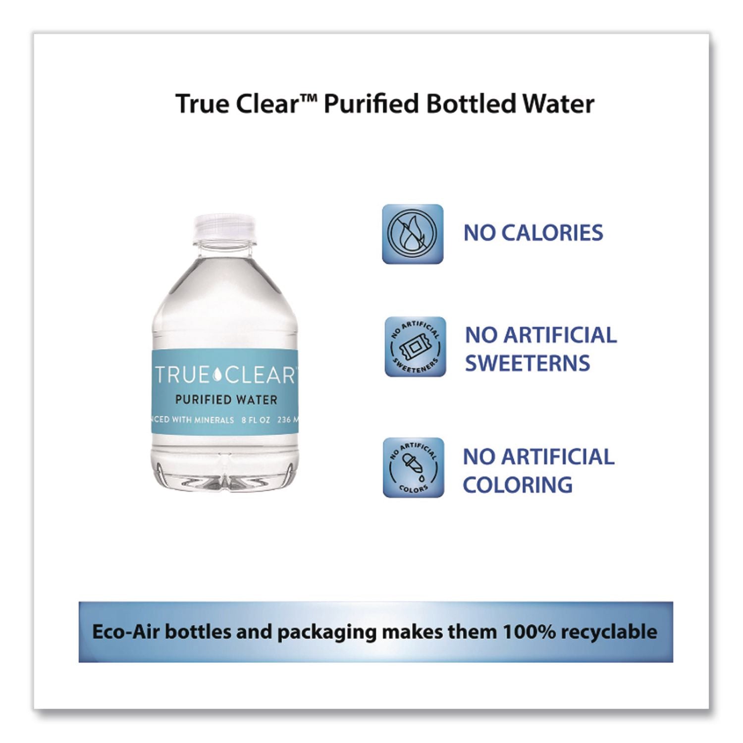 Purified Bottled Water, 8 oz Bottle, 24 Bottles/Carton, 182 Cartons/Pallet