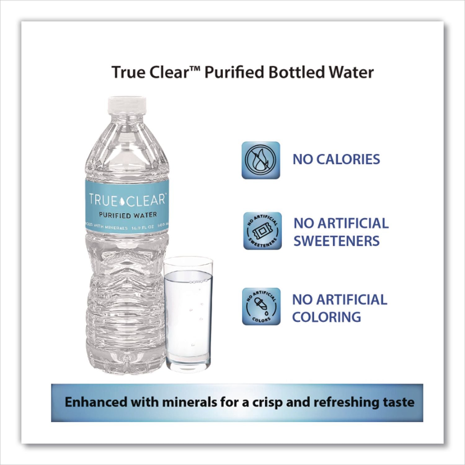 Purified Bottled Water, 16.9 oz Bottle, 24 Bottles/Carton, 84 Cartons/Pallet