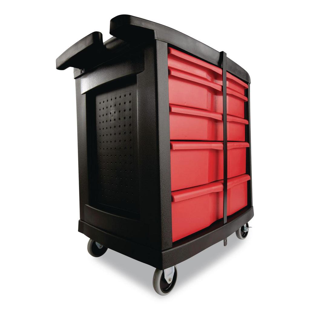 Five-Drawer Mobile Workcenter, 32.63w x 19.9d x 33.5h, Black Plastic Top
