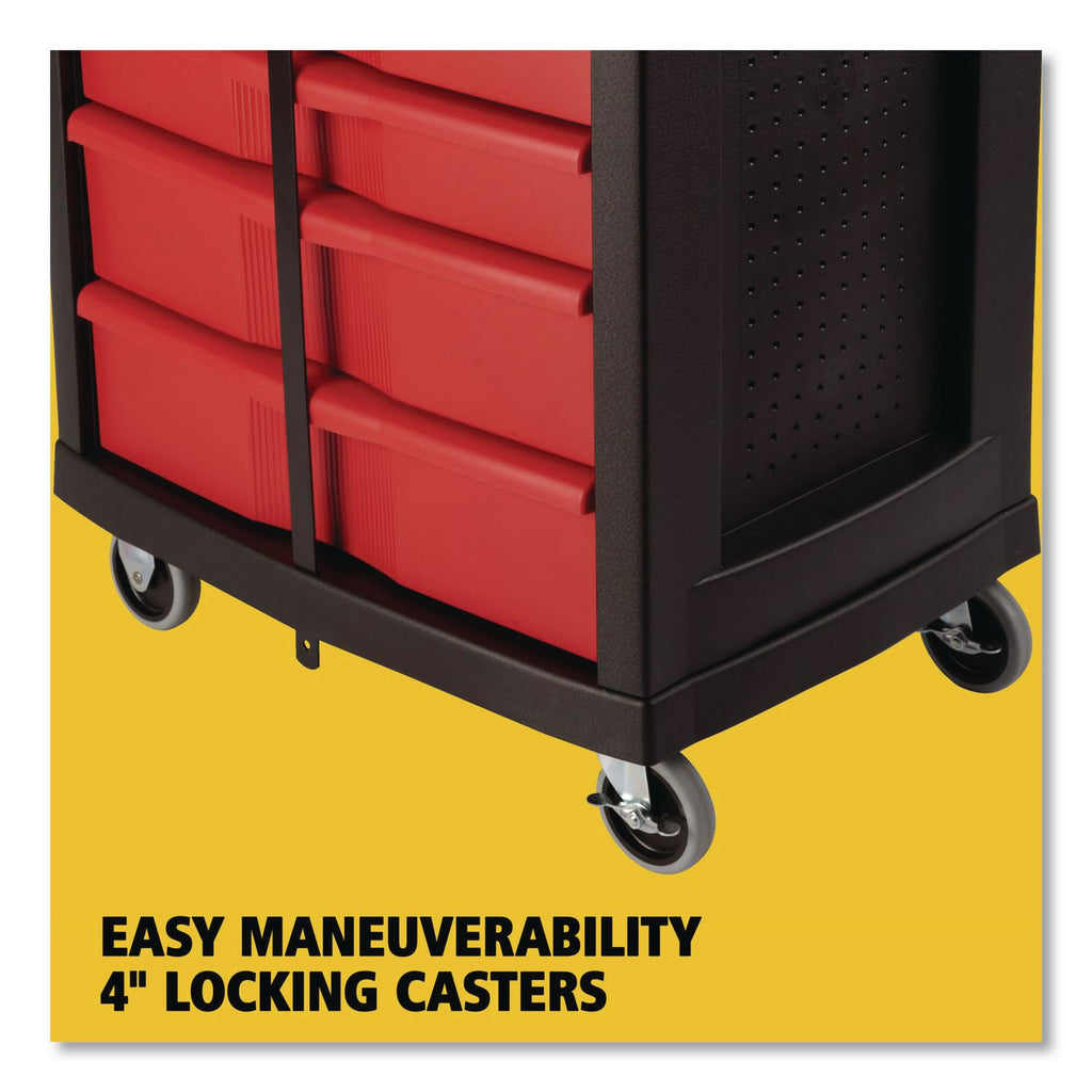Five-Drawer Mobile Workcenter, 32.63w x 19.9d x 33.5h, Black Plastic Top