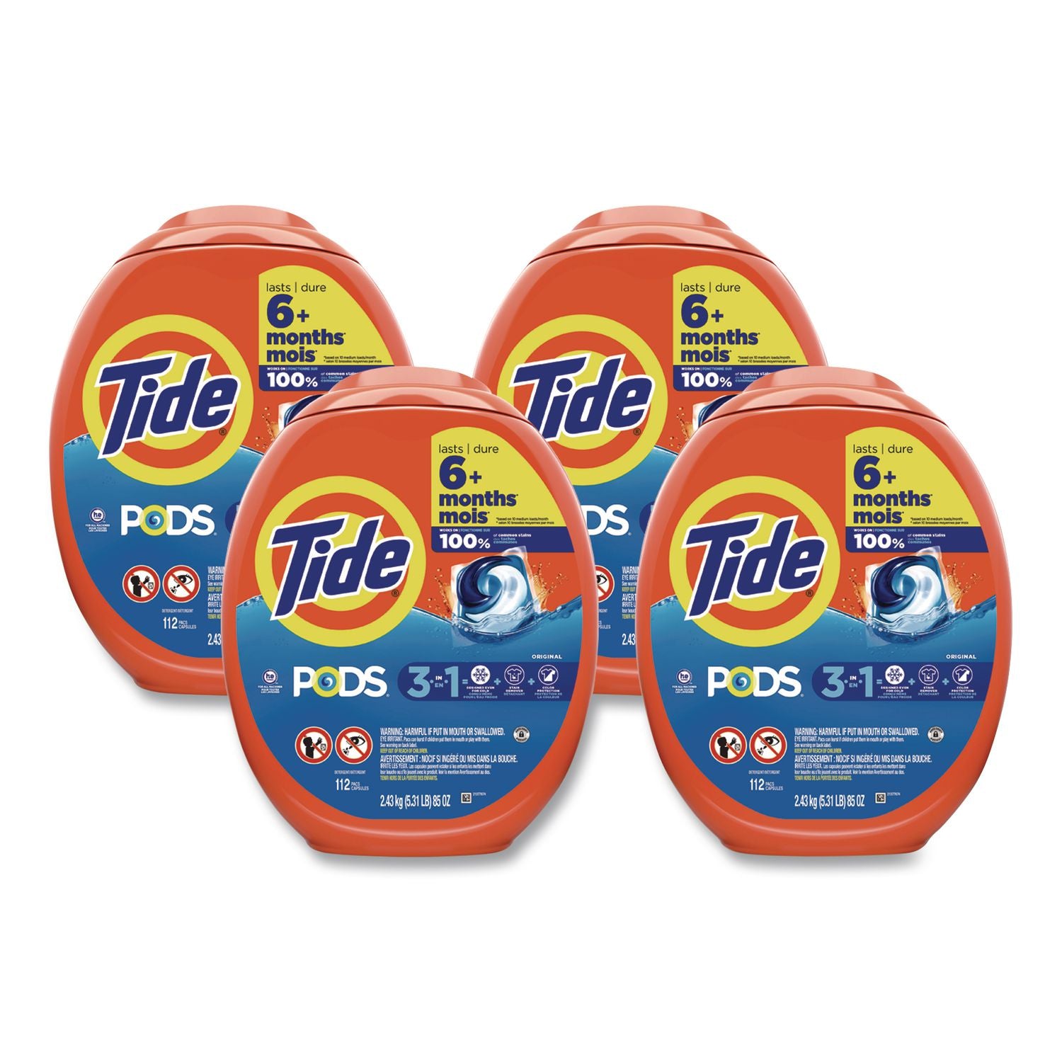 Pods, Tide Original, 112 Pods/Tub, 4 Tubs/Carton