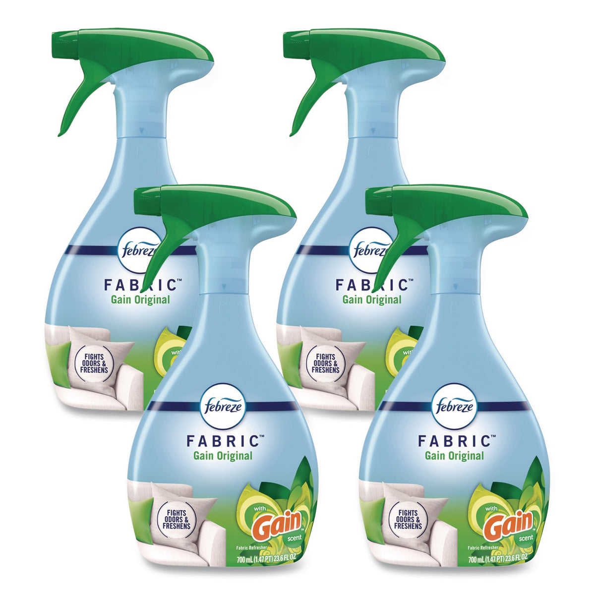 FABRIC Refresher/Odor Eliminator, Gain Original, 23.6 oz Spray Bottle, 4/Carton