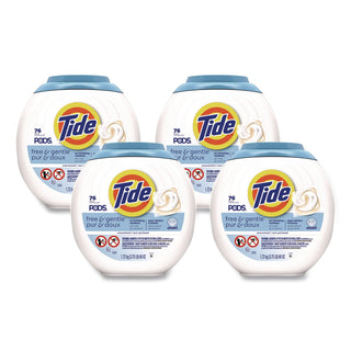 PODS Laundry Detergent, Free and Gentle, 63 oz Tub, 76 Pacs/Tub, 4 Tubs/Carton