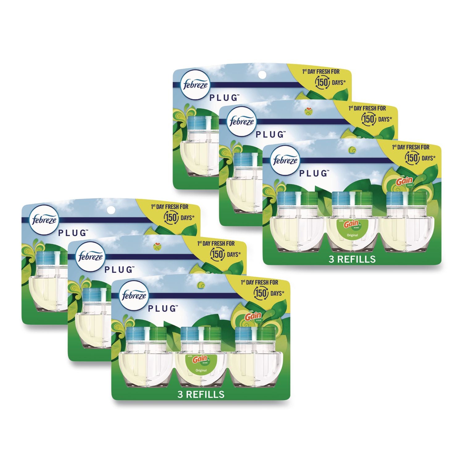 PLUG Air Freshener Refills, Gain Original, 2.63 oz, 3 Pack, 3 Packs/Carton