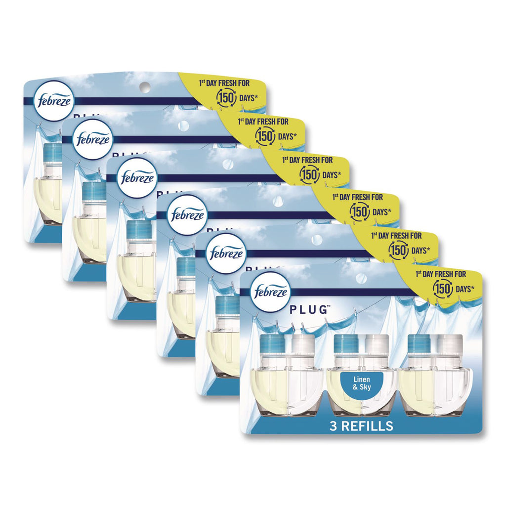PLUG Air Freshener Refills, Linen and Sky, 2.63 oz, 3/Pack, 3 Packs/Carton