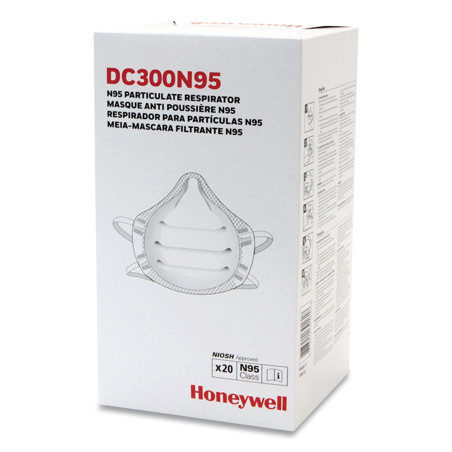 ONE-Fit N95 Single-Use Molded-Cup Particulate Respirator, One Size Fits Most, White, 10/Pack