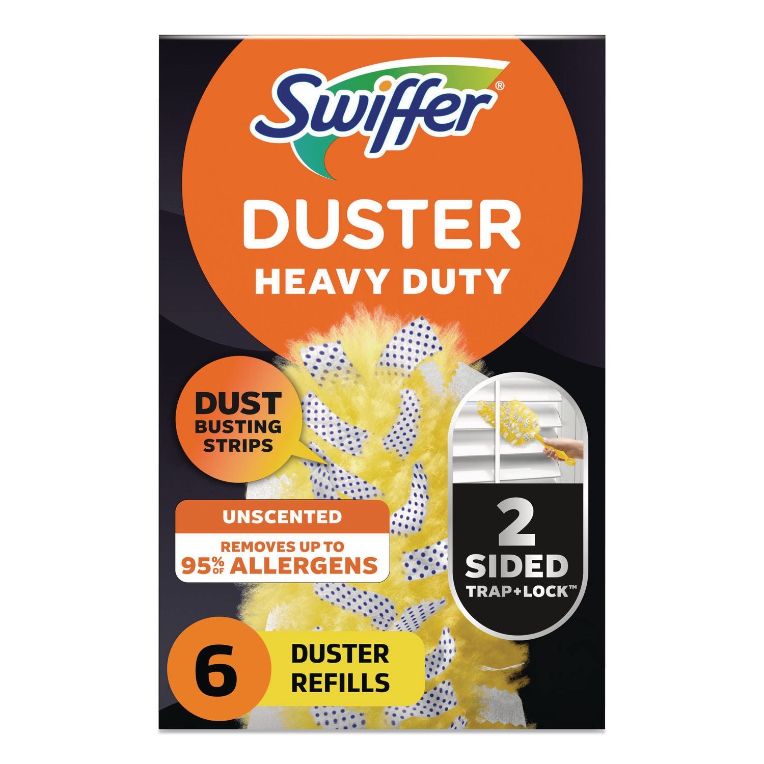 Heavy Duty Dusters Refill, Dust Lock Fiber, Yellow, 6/Box, 4 Boxes/Carton