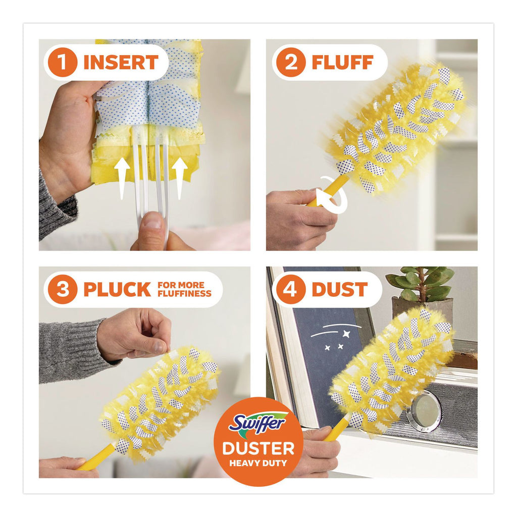Heavy Duty Dusters Refill, Dust Lock Fiber, Yellow, 6/Box, 4 Boxes/Carton