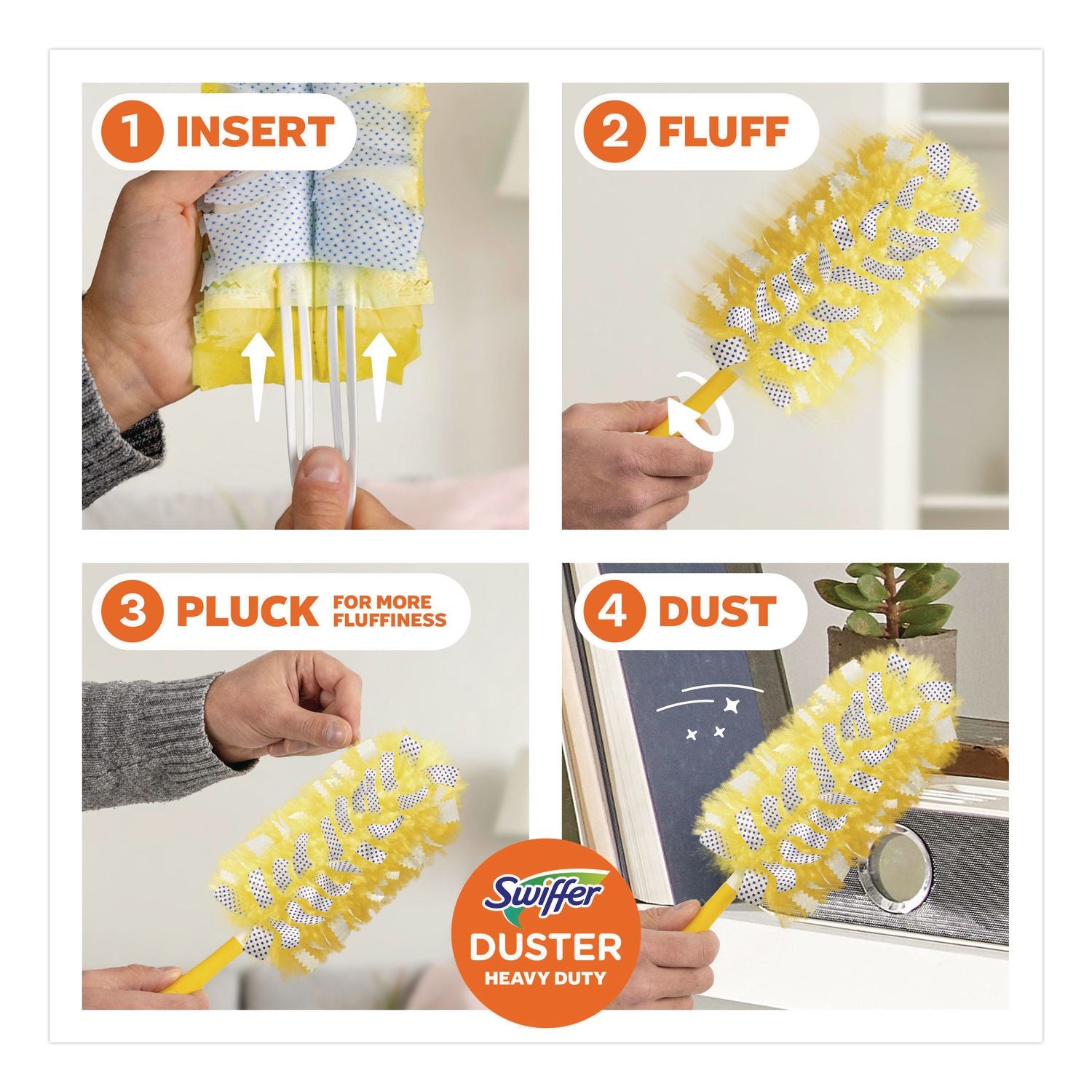 Heavy Duty Dusters Refill, Dust Lock Fiber, Yellow, 6/Box, 4 Boxes/Carton