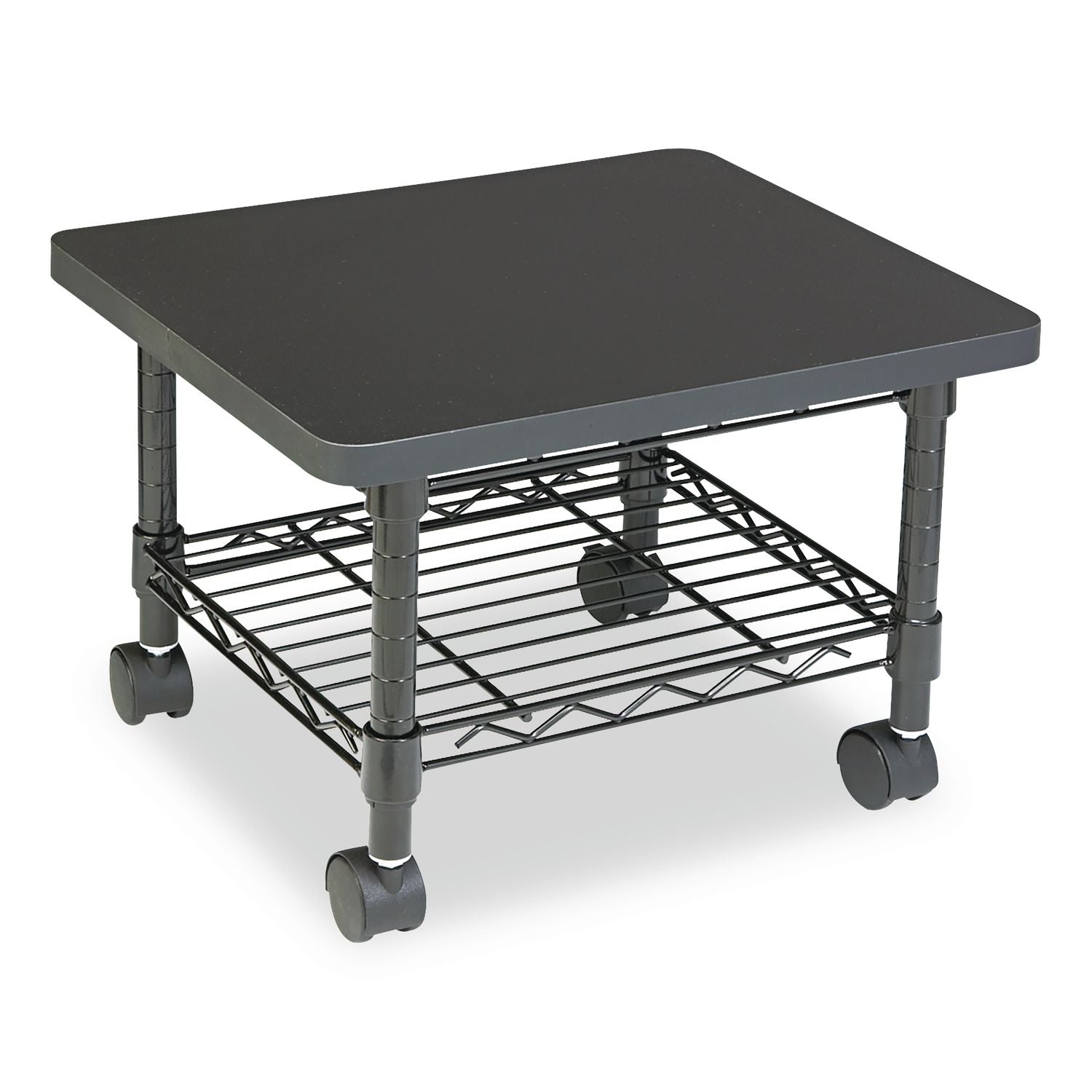 Underdesk Printer/Fax Stand, Engineered Wood, 2 Shelves, 19" x 16" x 13.5", Black