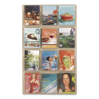 Reveal Clear Literature Displays, 12 Compartments, 30w x 2d x 49h, Clear