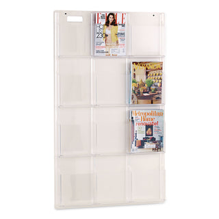 Reveal Clear Literature Displays, 12 Compartments, 30w x 2d x 49h, Clear