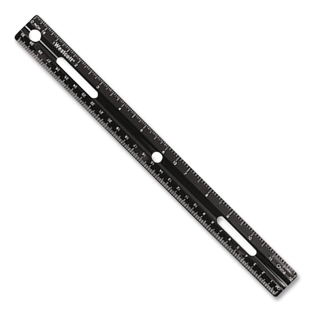 KleenEarth Recycled Ruler, Standard/Metric, 12" Long, Plastic, Black