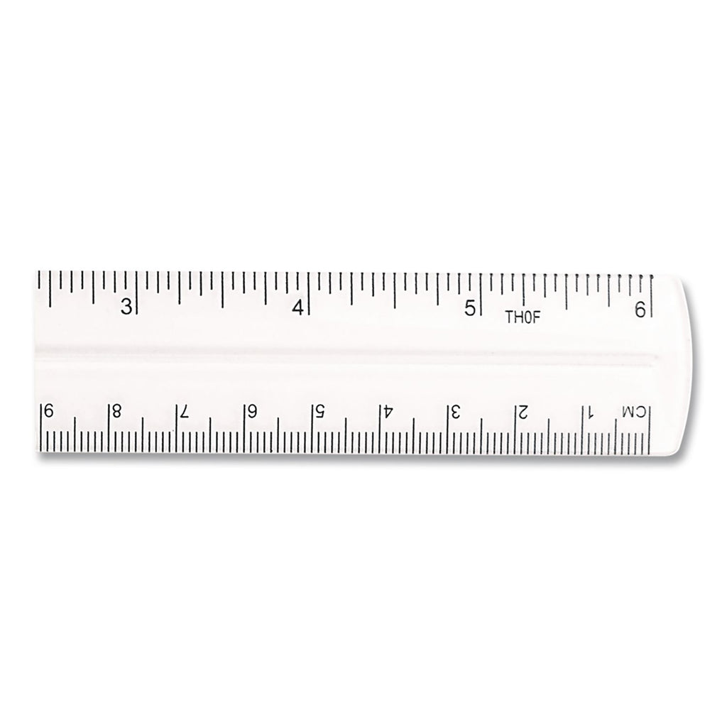 Transparent Shatter-Resistant Plastic Ruler, Clear, 12
