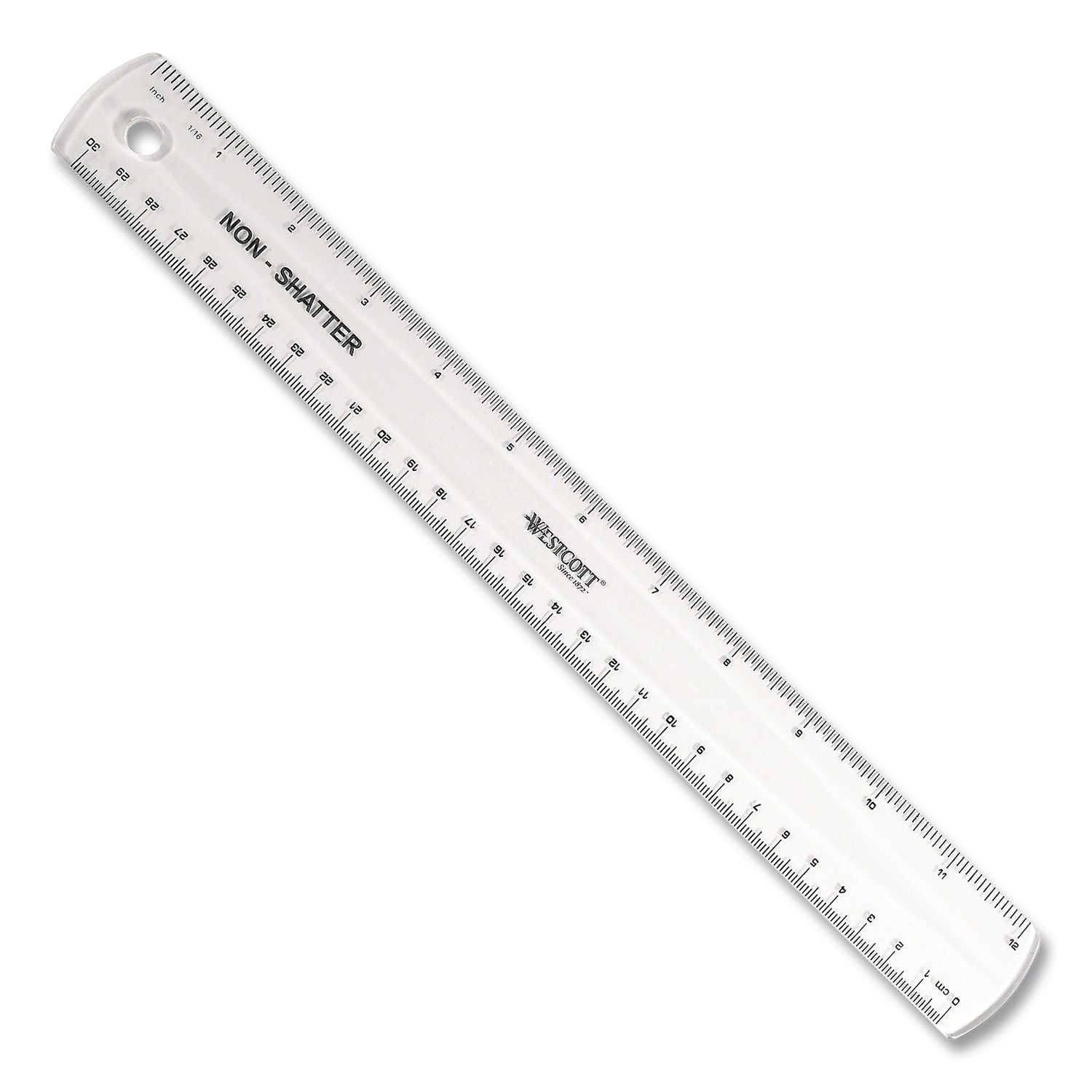 Transparent Shatter-Resistant Plastic Ruler, Clear, 12