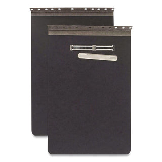 Pressboard Report Cover with Tyvek Reinforced Hinge, Two-Piece Prong Fastener, 2" Capacity, 8.5 x 14, Black/Black