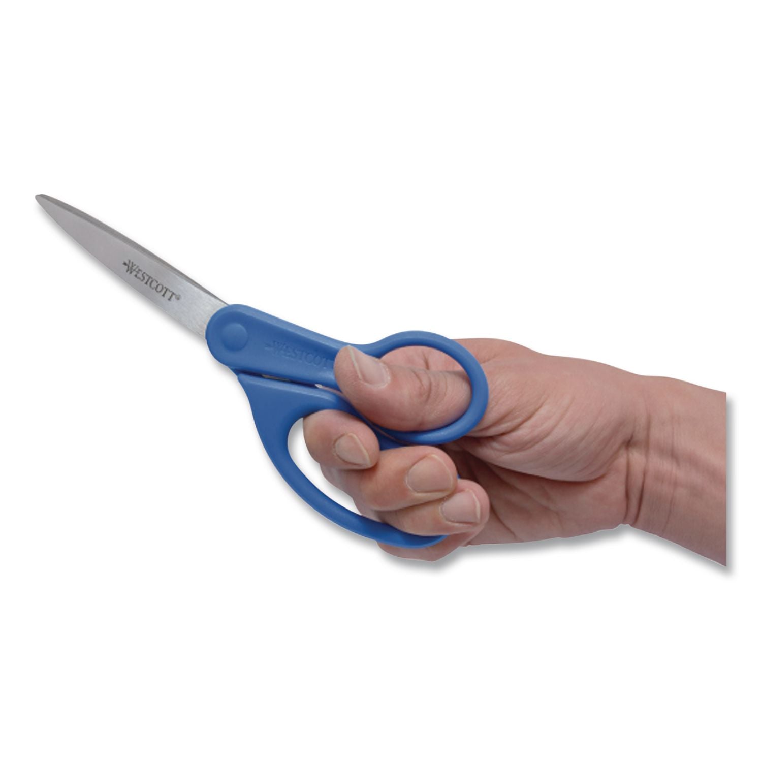 Preferred Line Stainless Steel Scissors, 8" Long, 3.5" Cut Length, Blue Offset Handle
