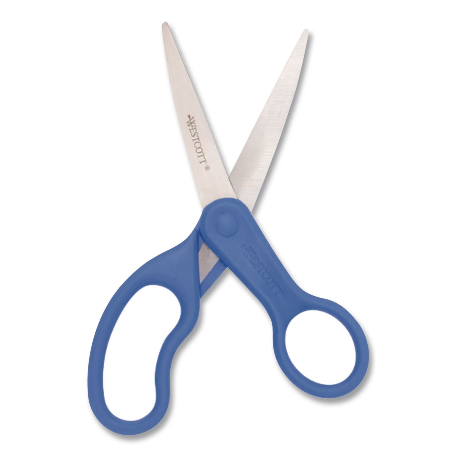 Preferred Line Stainless Steel Scissors, 7" Long, 2.5" Cut Length, Blue Straight Handle