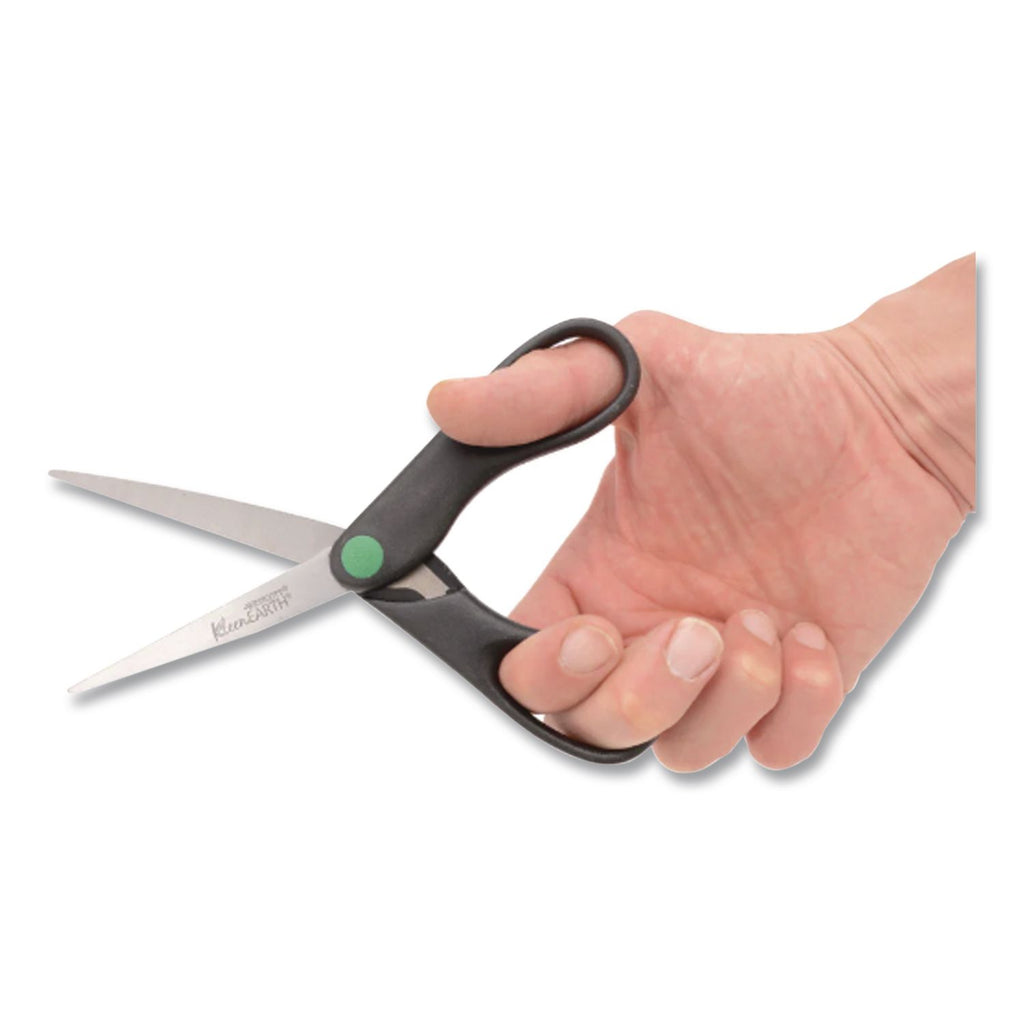 KleenEarth Scissors, Pointed Tip, 7" Long, 2.75" Cut Length, Black Straight Handle