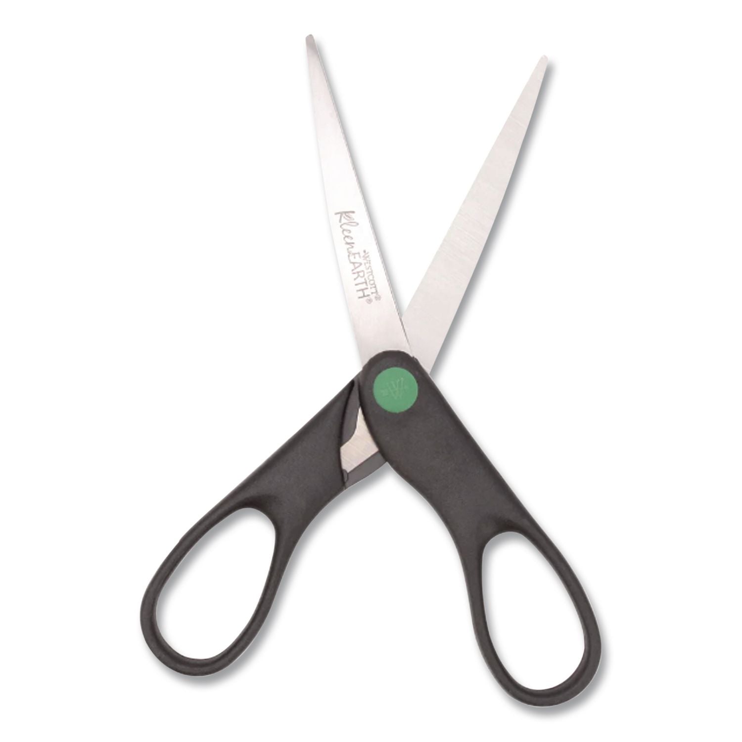 KleenEarth Scissors, Pointed Tip, 7" Long, 2.75" Cut Length, Black Straight Handle