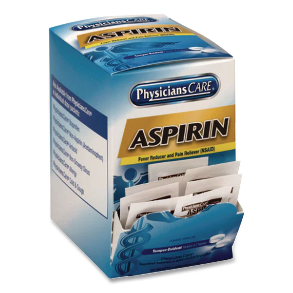 Aspirin Medication, Two-Pack, 50 Packs/Box