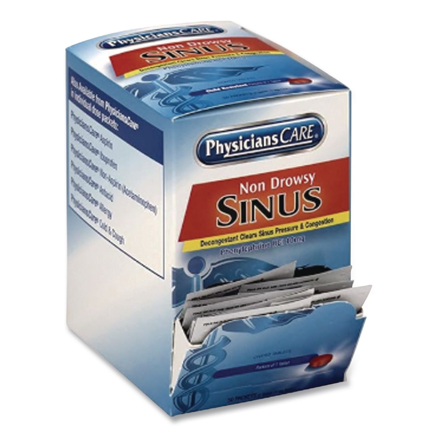 Sinus Decongestant Congestion Medication, One Tablet/Pack, 50 Packs/Box