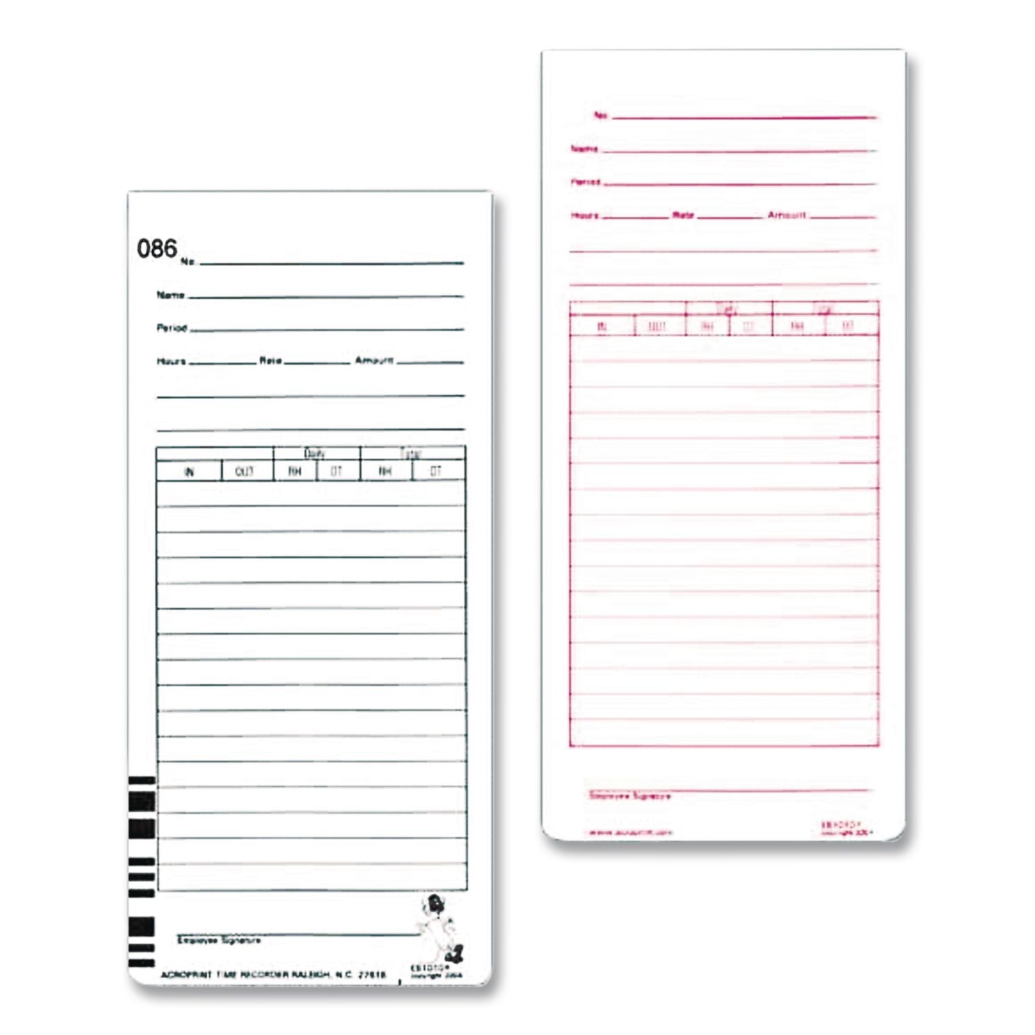 Time Clock Cards for Acroprint ES1000, Two Sides, 3.5 x 7, 100/Pack