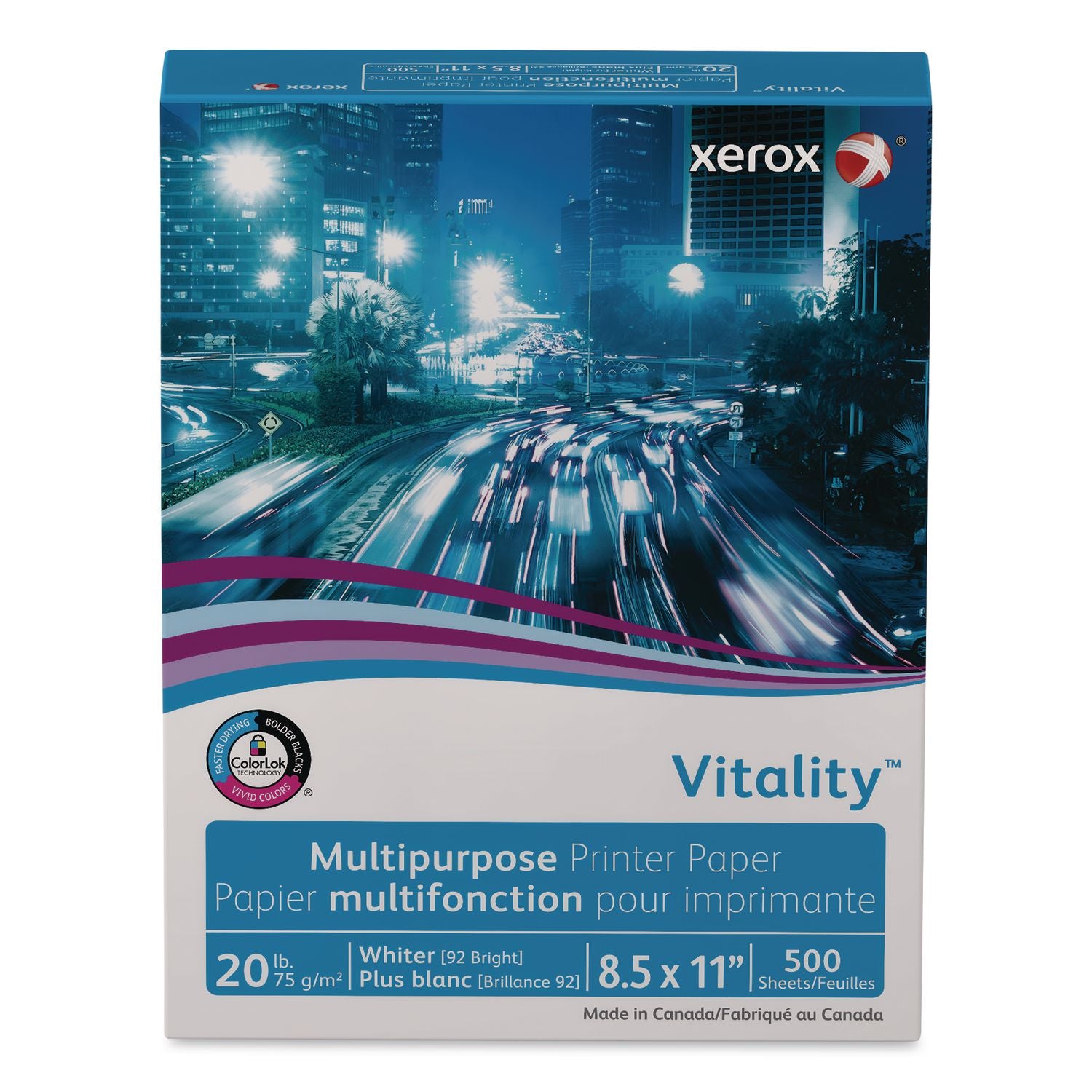 Vitality Premium Multipurpose Print Paper, 97 Bright, 24 lb Bond Weight, 8.5 x 11, Extra White, 500/Ream, 8 Reams/Carton