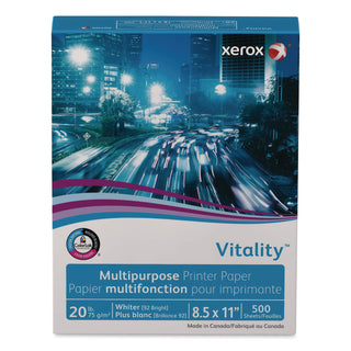 Vitality Premium Multipurpose Print Paper, 97 Bright, 24 lb Bond Weight, 8.5 x 11, Extra White, 500/Ream, 8 Reams/Carton