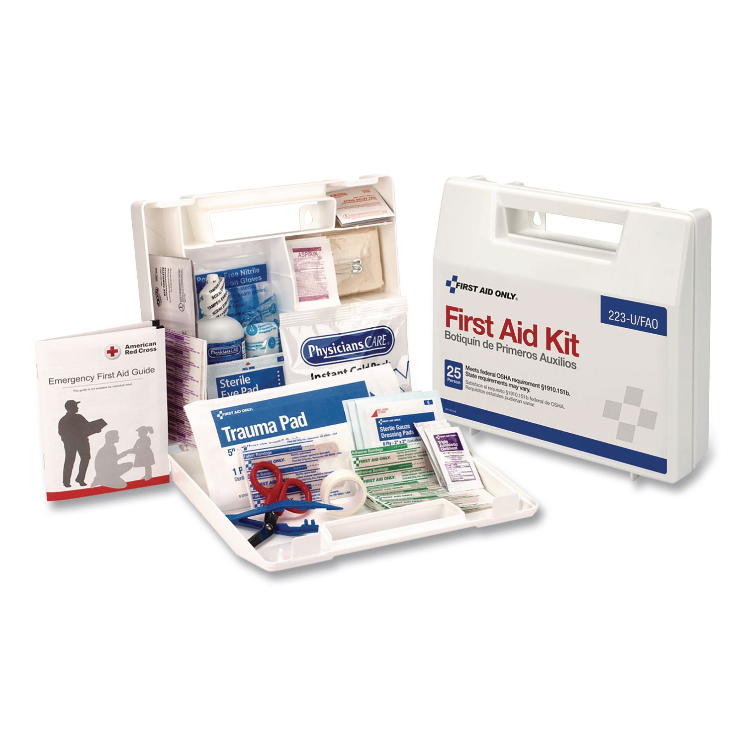 First Aid Only 25 Person Bulk First Aid Kit - 107 x Piece(s) For 25 x Individual(s) - 2.5" Height x 8.4" Width x 9" Depth Length - Plastic Case - 1 Each