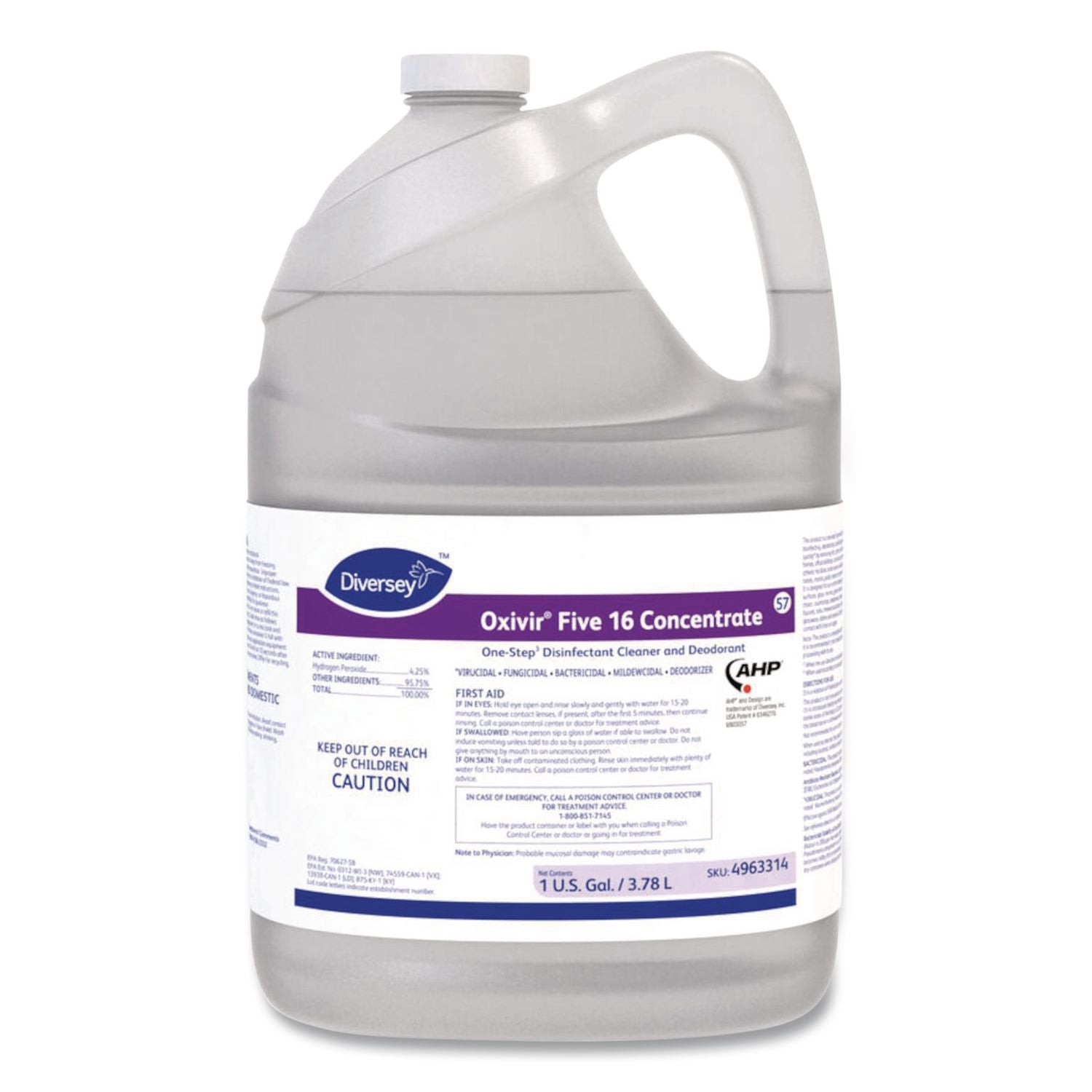 Five 16 One-Step Disinfectant Cleaner, 1 gal Bottle, 4/Carton