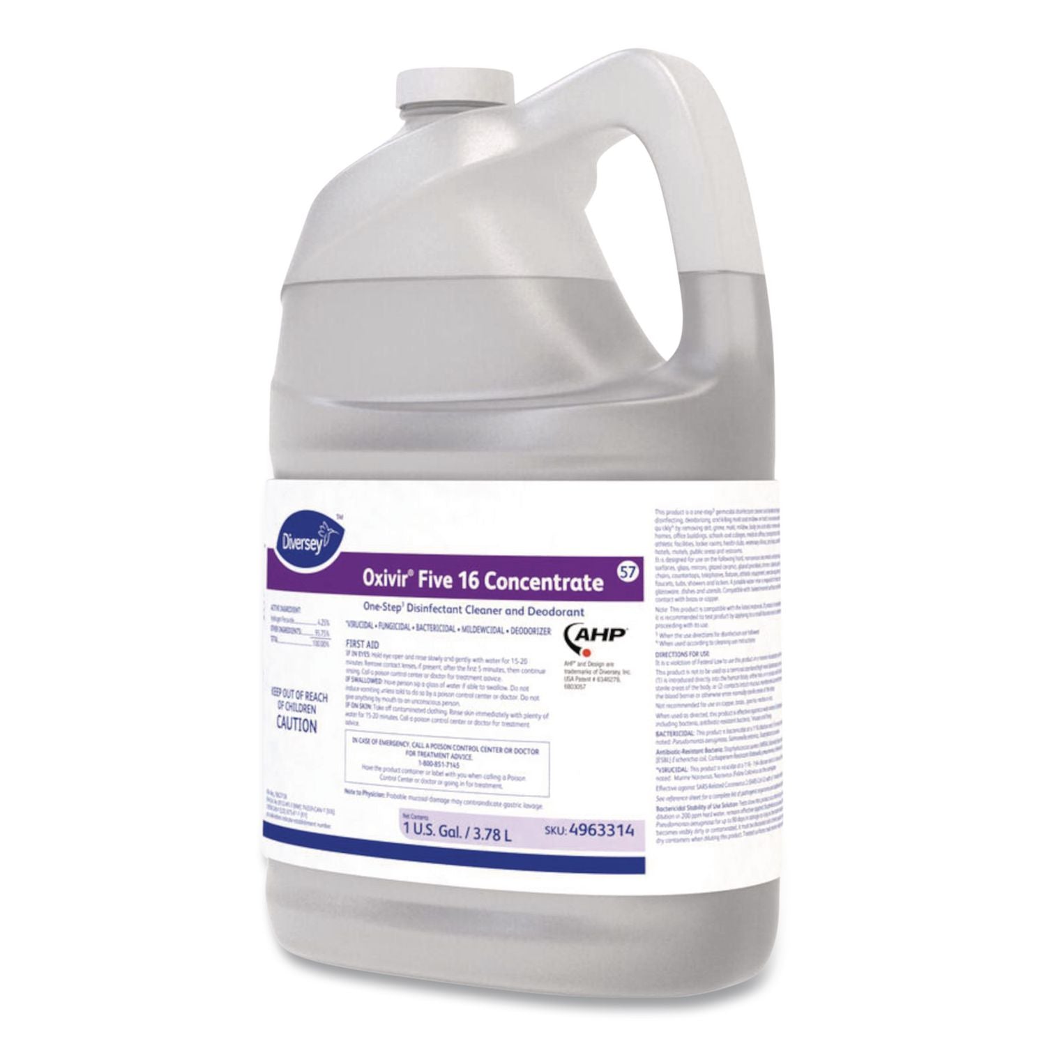 Five 16 One-Step Disinfectant Cleaner, 1 gal Bottle, 4/Carton