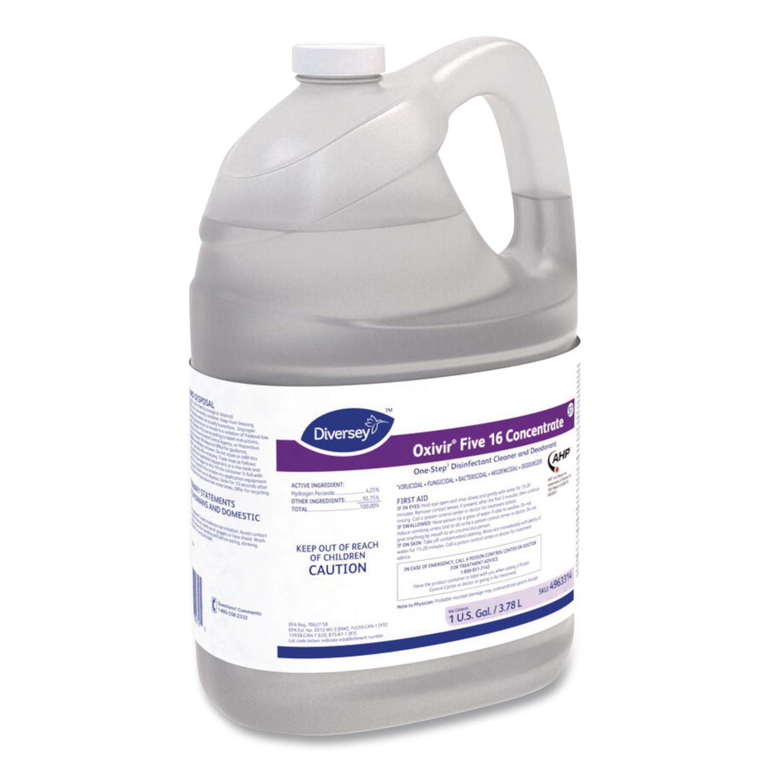 Five 16 One-Step Disinfectant Cleaner, 1 gal Bottle, 4/Carton