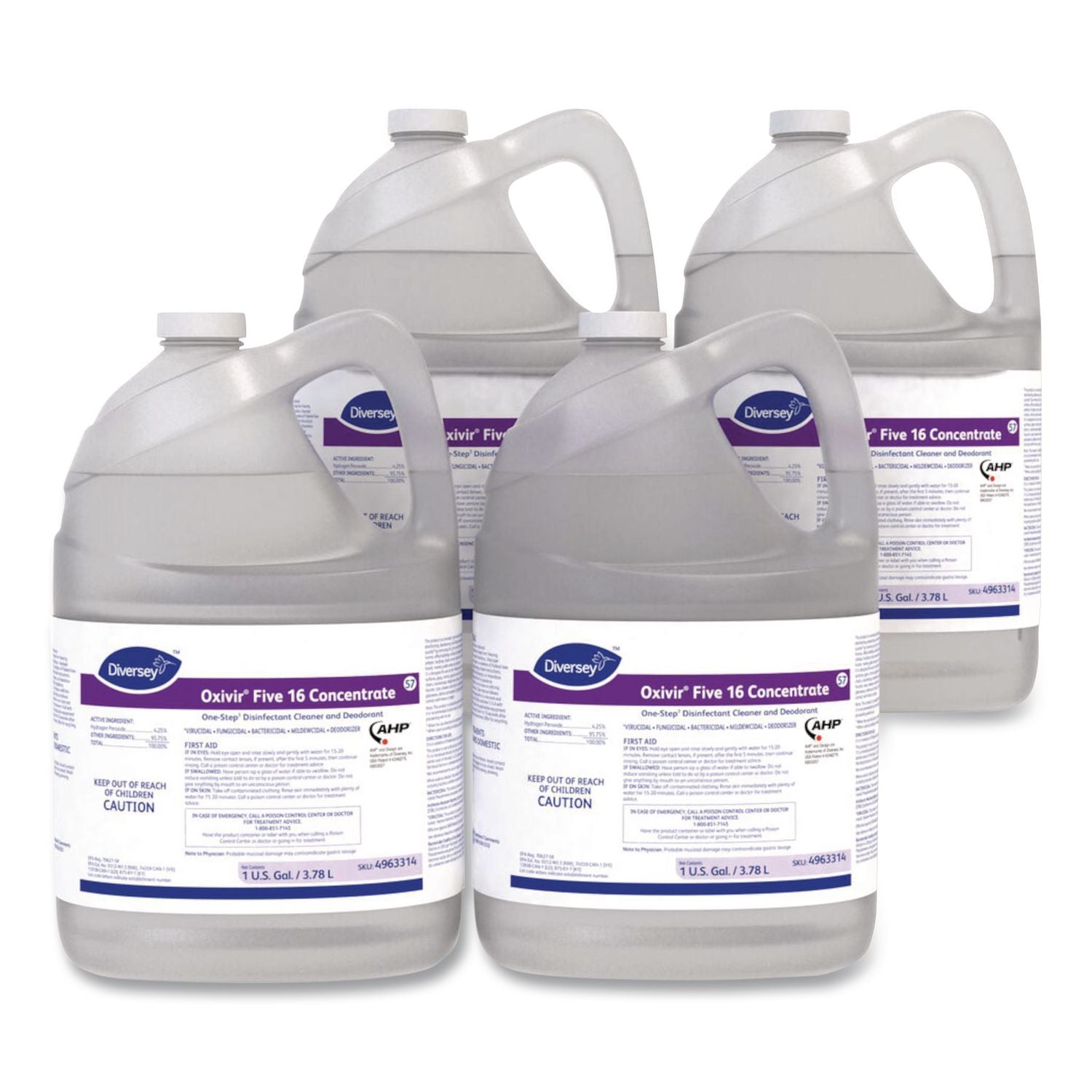 Five 16 One-Step Disinfectant Cleaner, 1 gal Bottle, 4/Carton