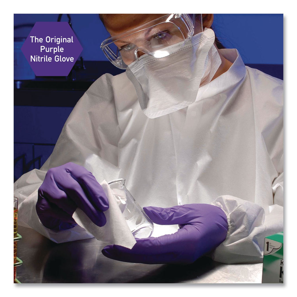 PURPLE NITRILE Exam Gloves, 242 mm Length, X-Small, 6 mil, Purple, 100/Box