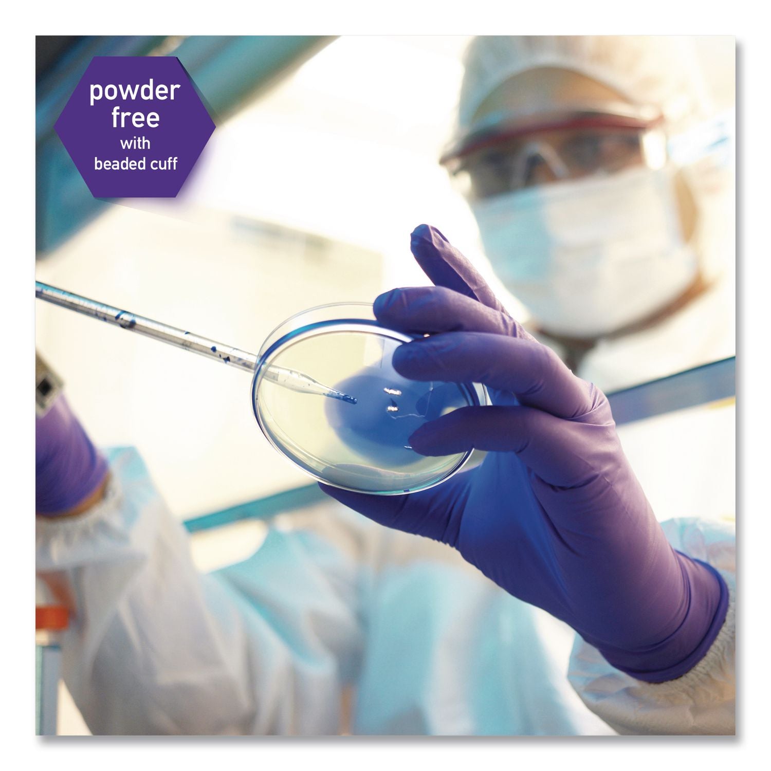 PURPLE NITRILE Exam Gloves, 242 mm Length, X-Large, Purple, 90/Box