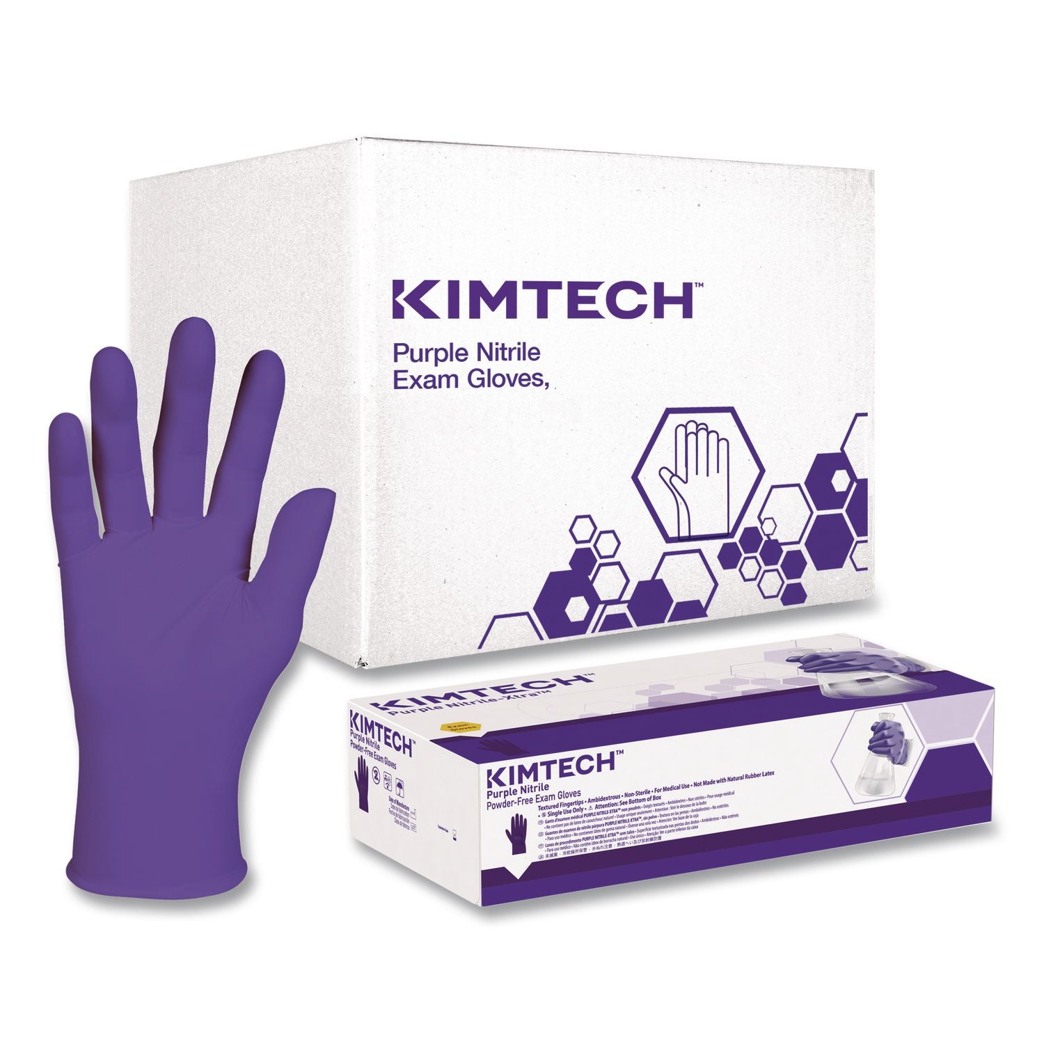 PURPLE NITRILE Gloves, Purple, 242 mm Length, X-Small, 6 mil, 1,000/Carton