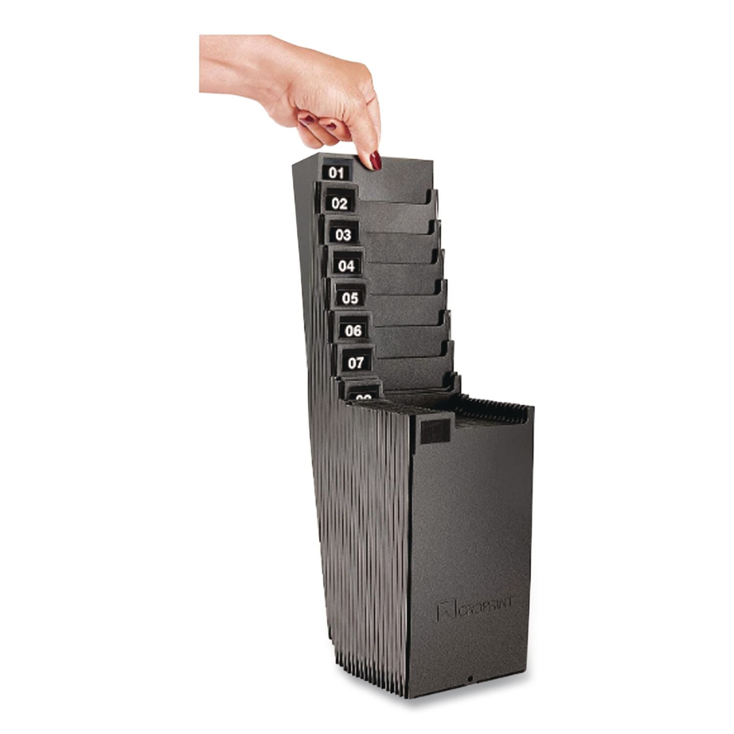 Time Card Rack, 25 Pockets, Plastic, Black