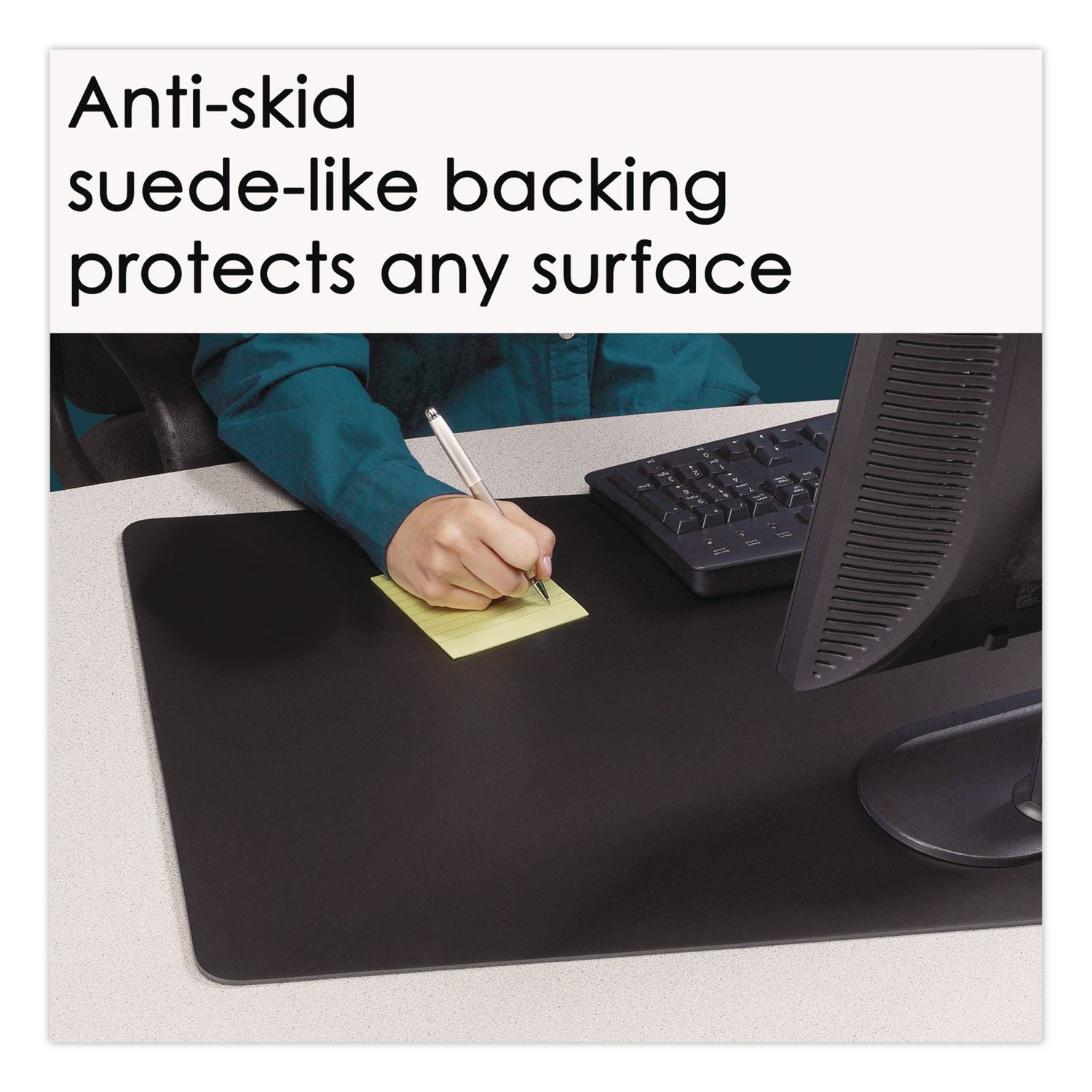 Rhinolin II Desk Pad with Antimicrobial Protection, 24 x 17, Black