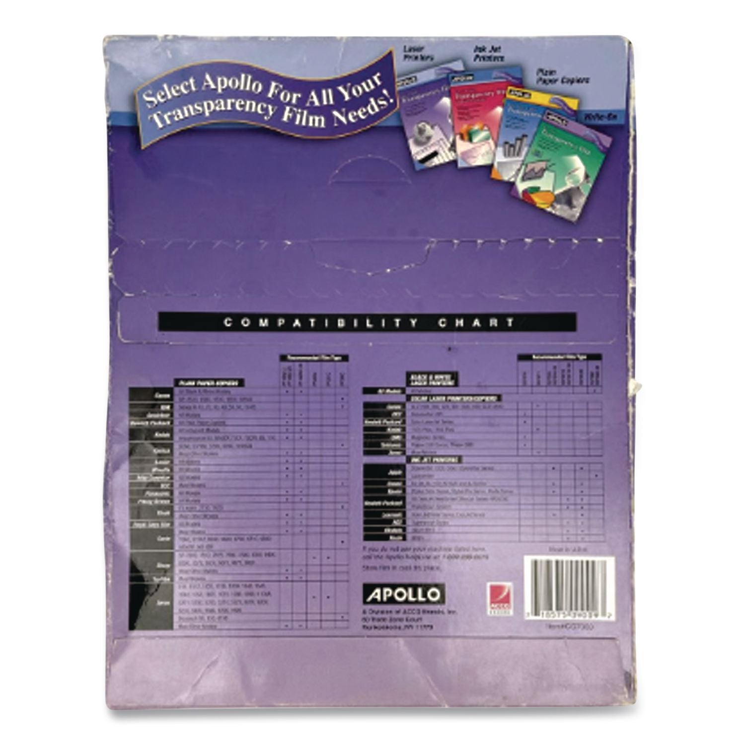 Laser Transparency Film, 8.5 x 11, Black on Clear, 50/Box