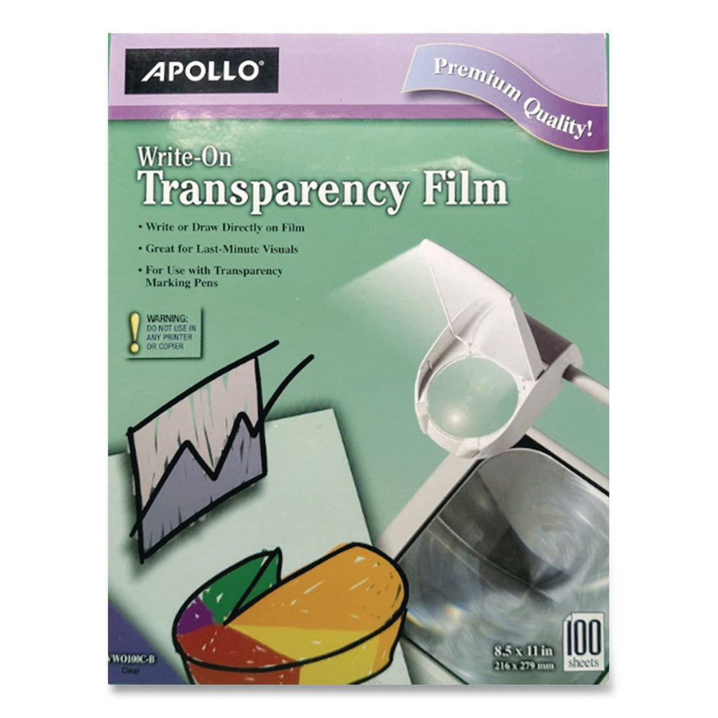 Write-On Transparency Film, 8.5 x 11, 100/Box