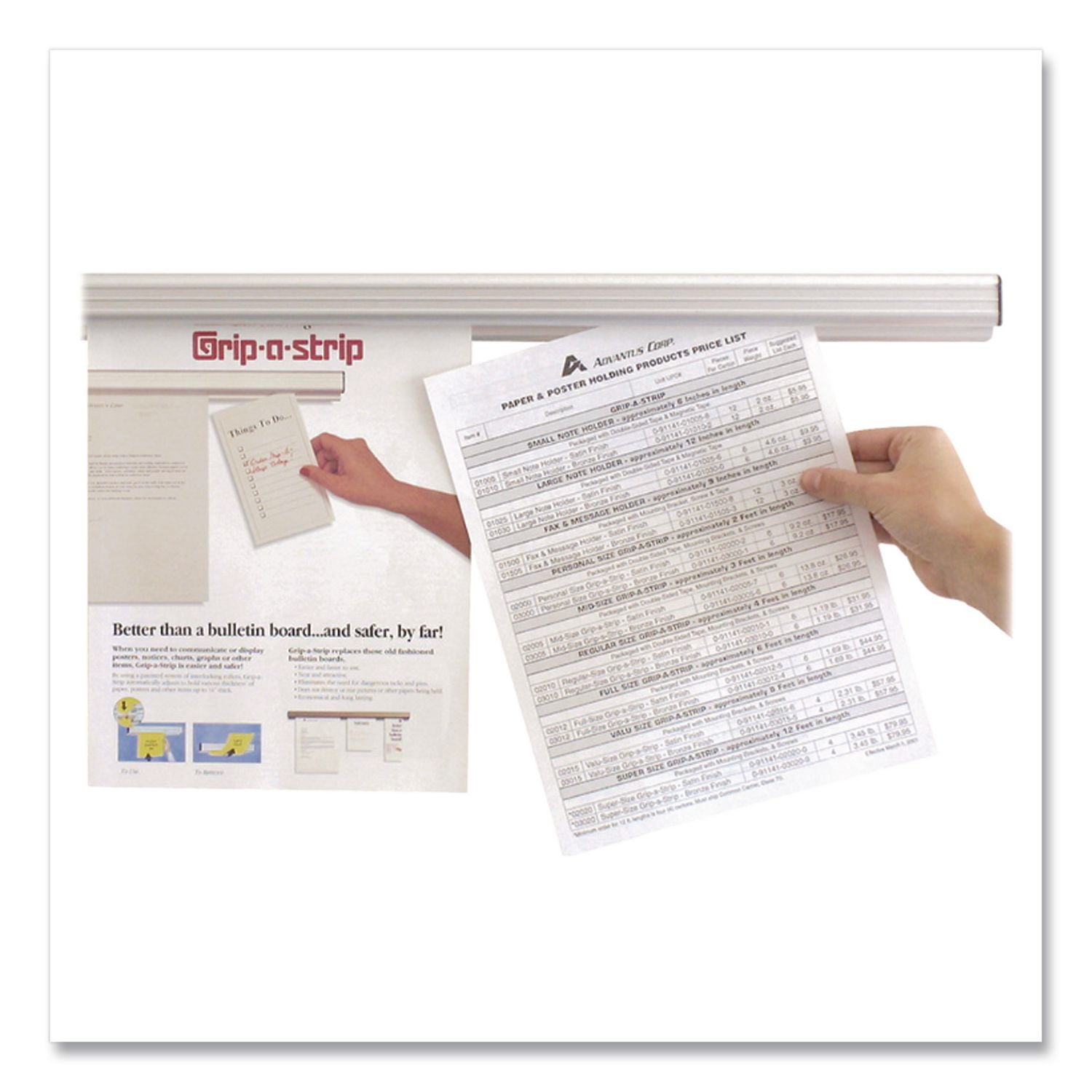 Grip-A-Strip Display Rail, 36 x 1.5, Aluminum Finish