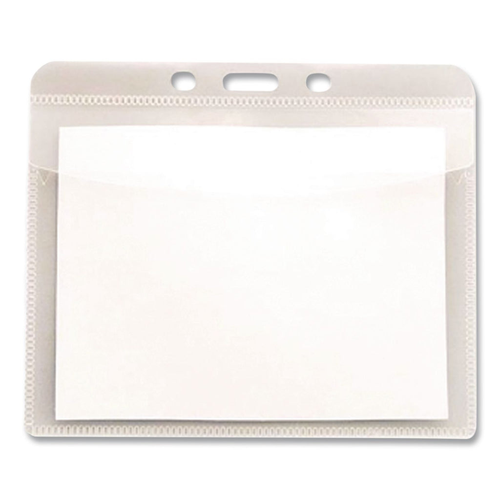 PVC-Free Badge Holders, Horizontal, Clear 4.5" x 4" Holder, 4.13" x 3.25" Insert, 50/Pack
