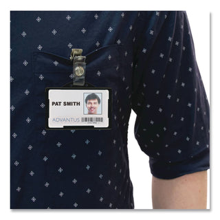 ID Card Holders, Horizontal, Black 3.68" x 2.38" Holder, 3.38" x 2.13" Insert, 25/Pack