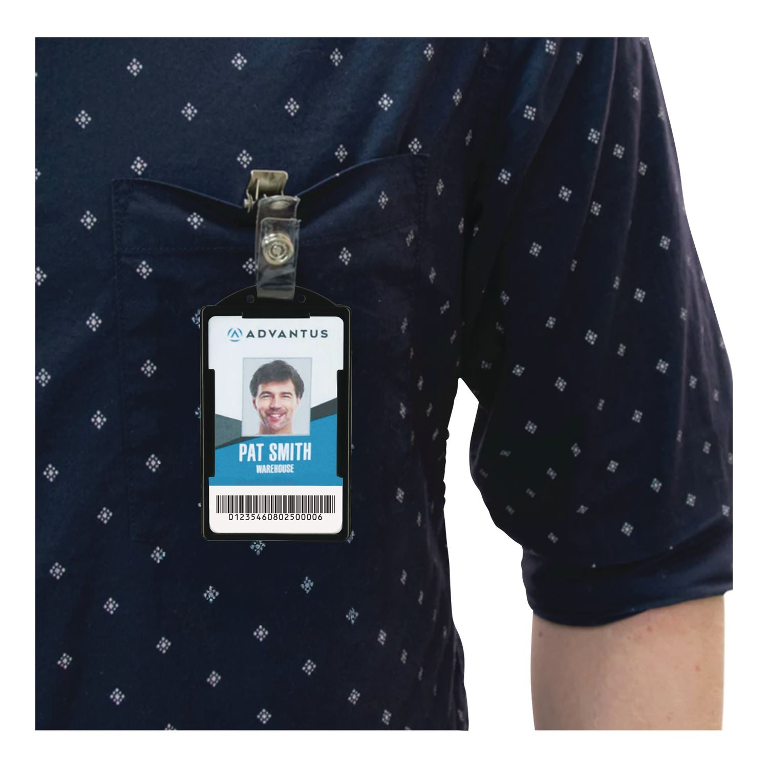 ID Card Holders, Vertical, Black 2.38" x 3.68" Holder, 2.13" x 3.38" Insert, 25/Pack
